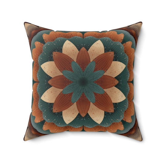 Faux Suede Pillow, Harvest Harmony Mandala, Fall Vibes Home Decor, Square Cushion, Autumn Artwork, Anndria Design, Decorative Throw Pillow