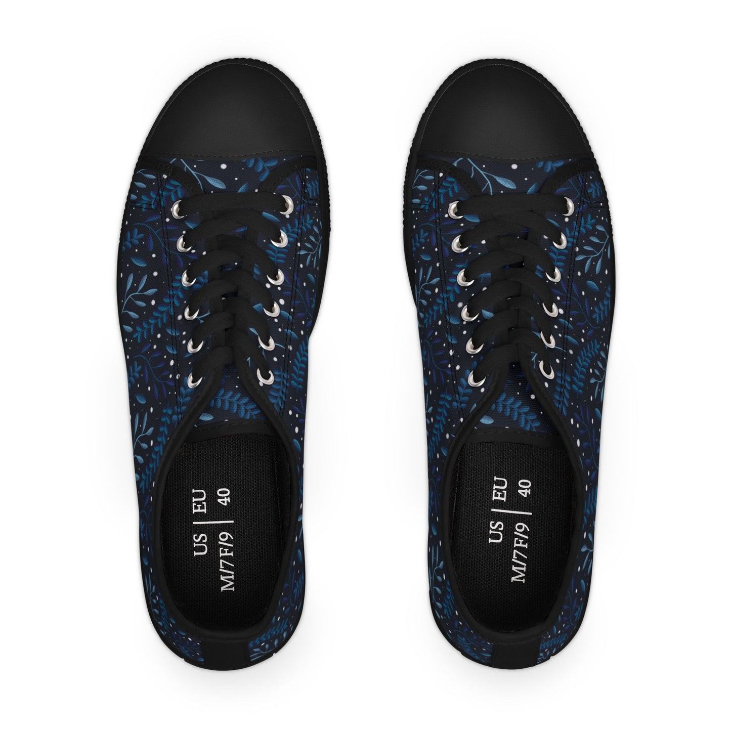 Low Top Sneakers Midnight Blue Forest Design by Anndria