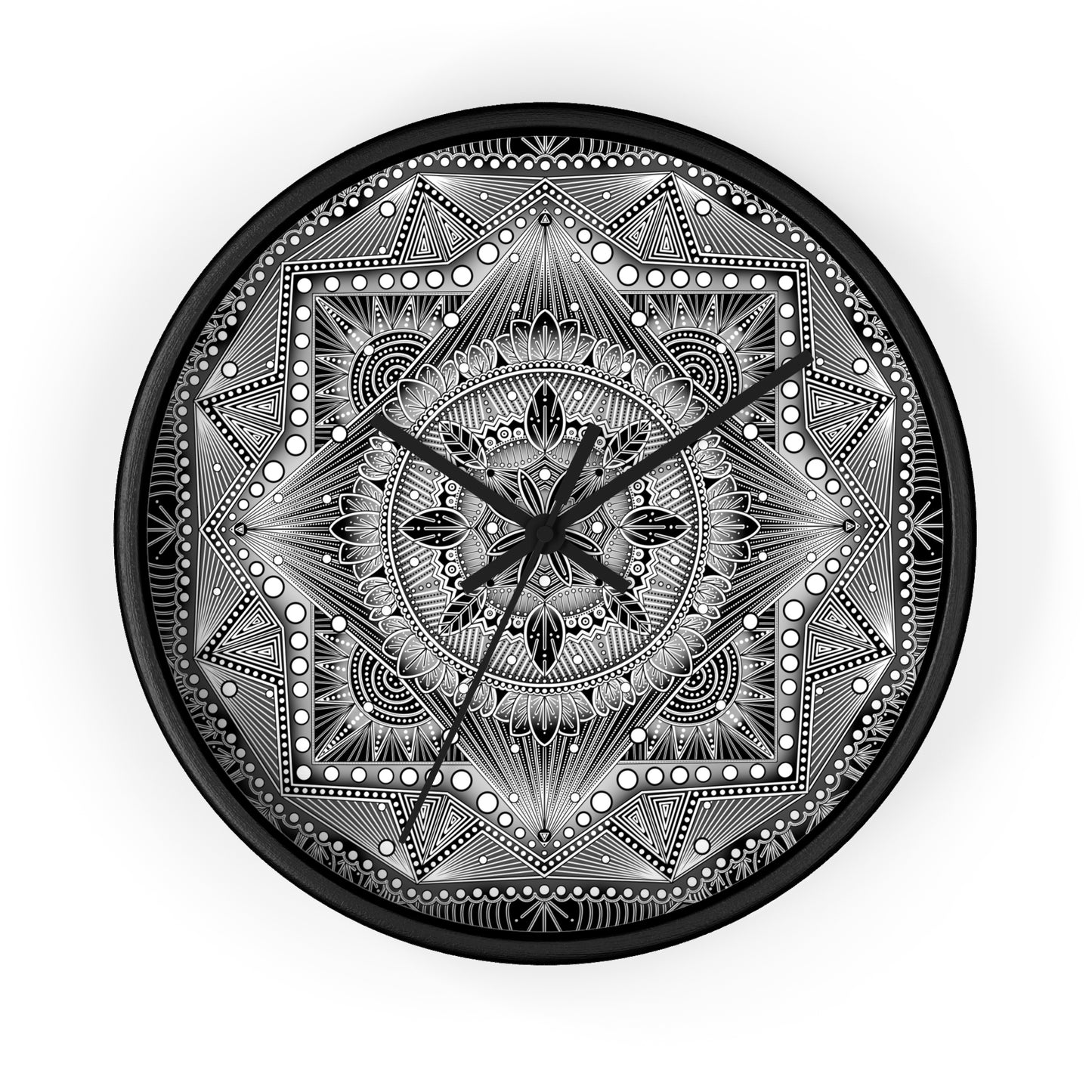 Mandala Wall Clock, Black and White Boho Home Decor, Unique Mandala Artwork, Modern Wall Clock, Mandala Design Decor, Mandala Clock