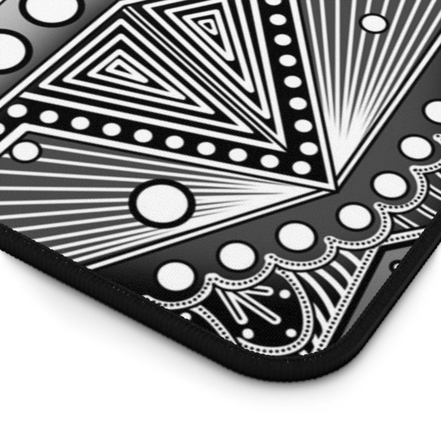 Desk Mat, Monochrome Mandala Design by Anndria, Unique Black and White Custom Work, Table Protector, Desk Pad, Office Decor, Mouse Pad