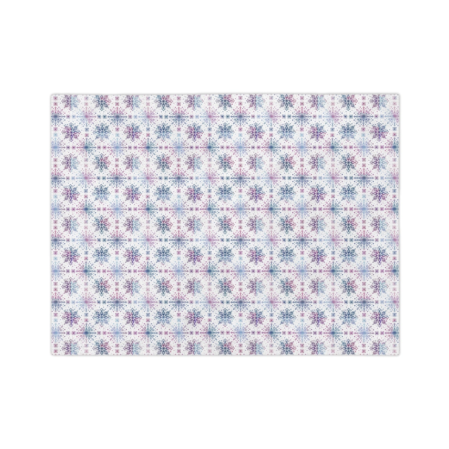 Velveteen Microfiber Blanket - Watercolor Snowflake Design by Anndria - Blue, Pink and Purple