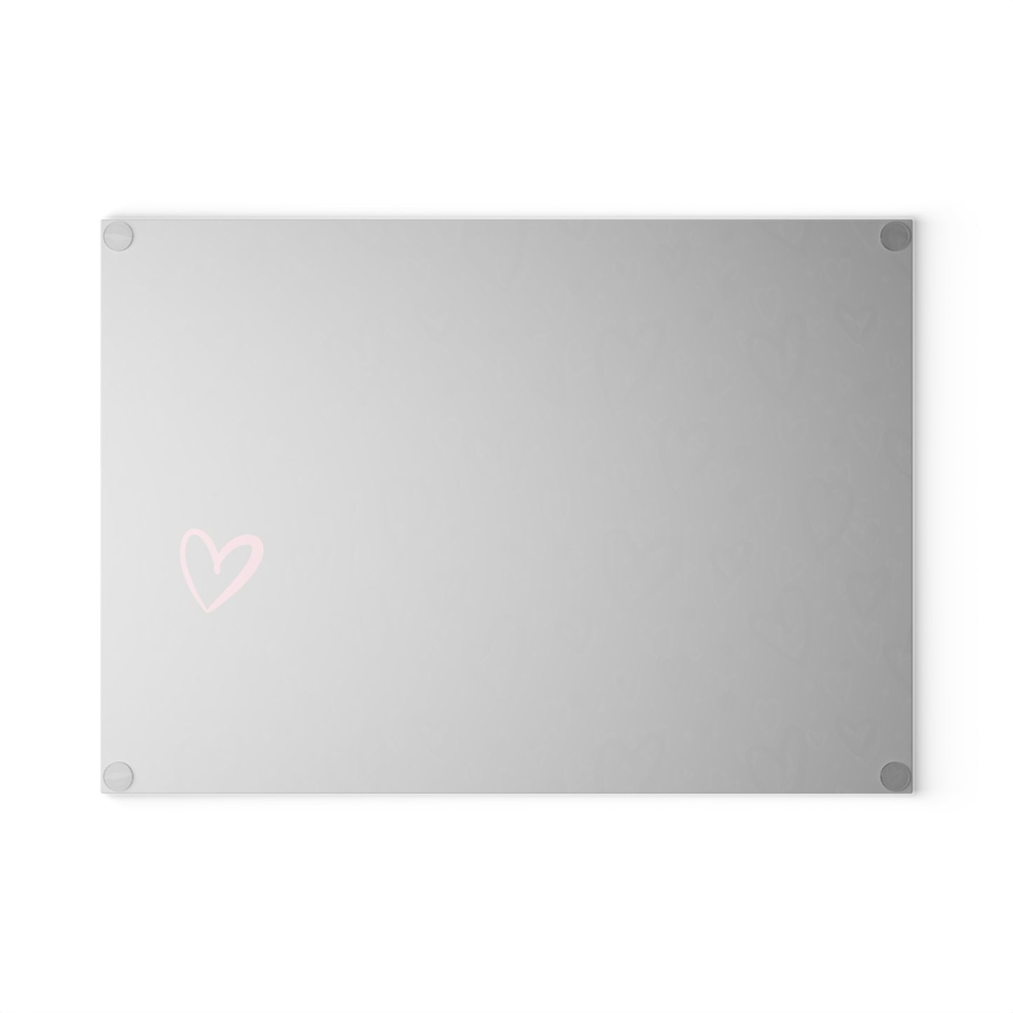 Cutting Board - Black Monochrome Heart Pattern with Pink Heart, Hand Drawn Design by Anndria, Millennial Gray Kitchen Decor