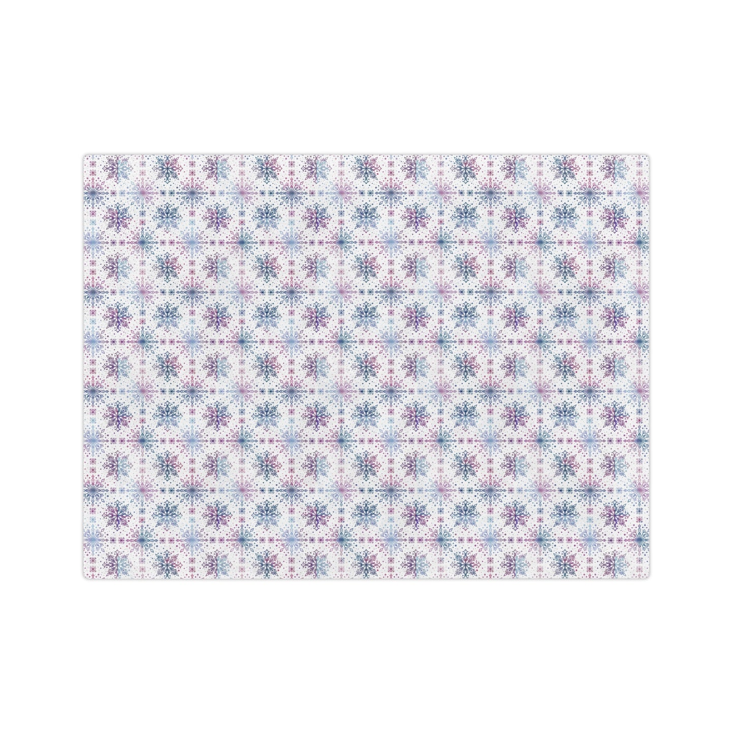 Velveteen Microfiber Blanket - Watercolor Snowflake Design by Anndria - Blue, Pink and Purple