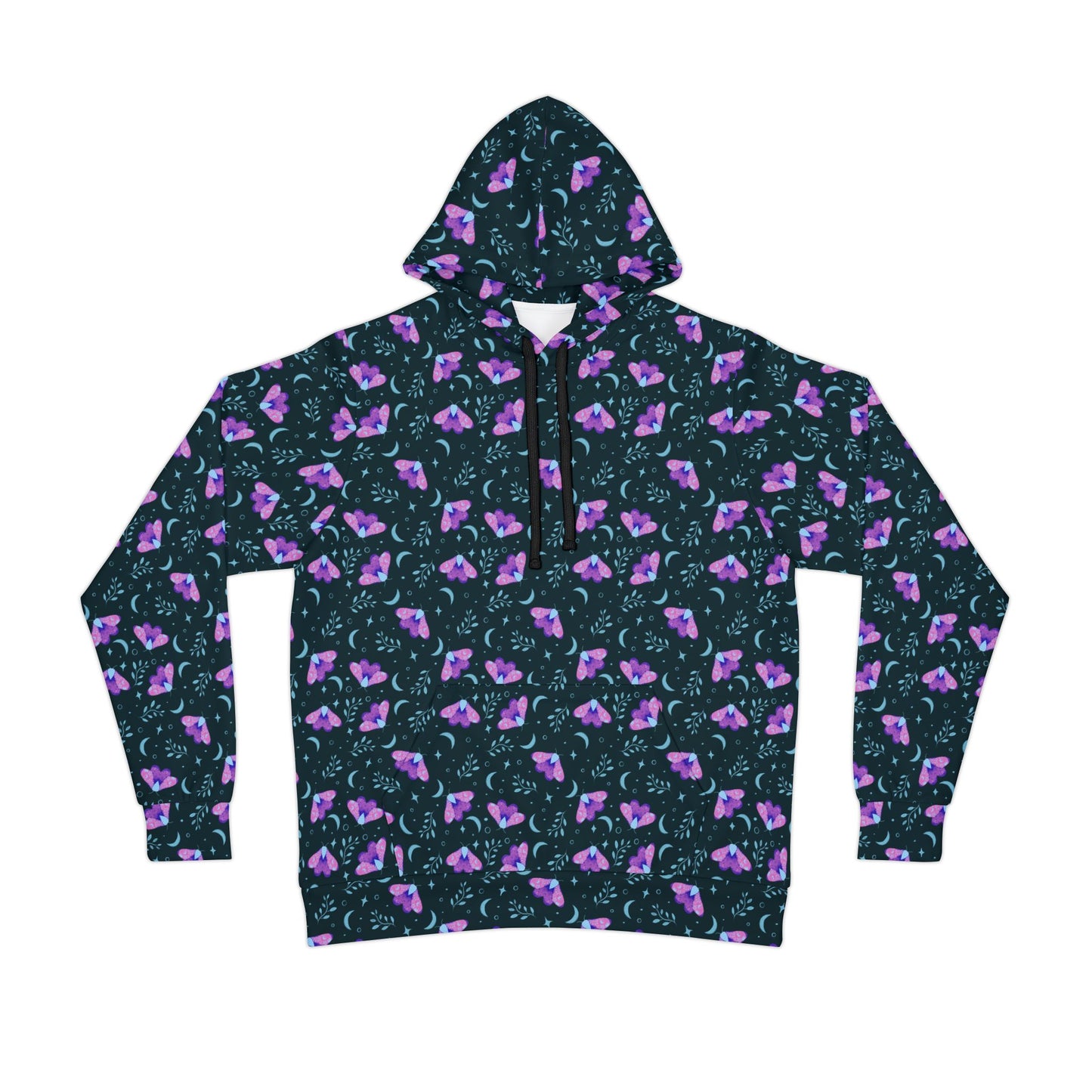Witchy Moth Vibrant Athletic Hoodie by Anndria