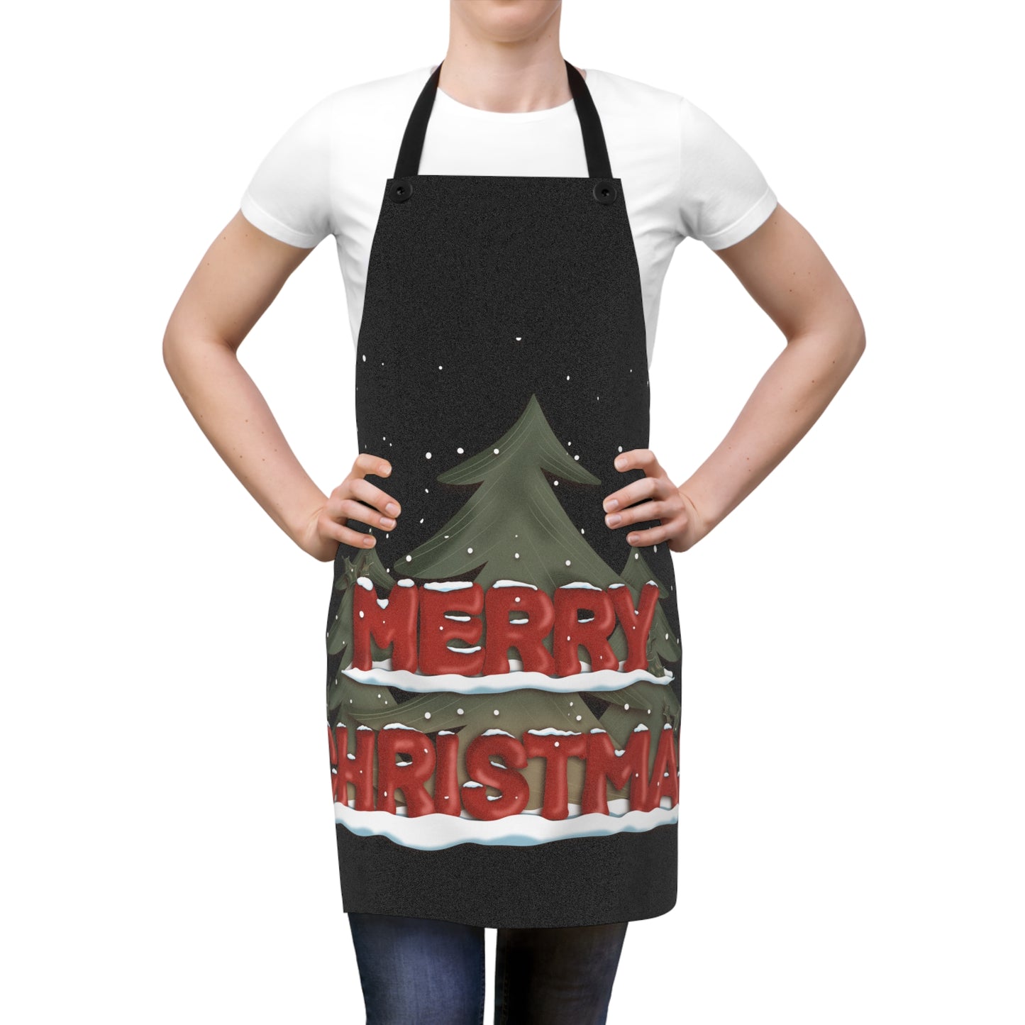 Christmas Apron with Snowy Letters by Anndria