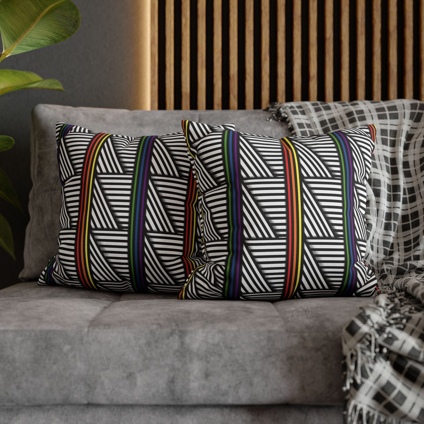 Geometric Striped Pride Pillowcase - Modern Home Décor, Stylish Accent for Living Room