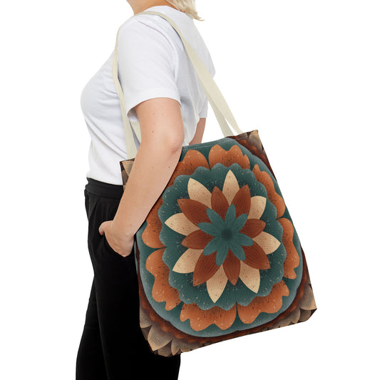 Harvest Harmony Mandala Tote Bag, Fall Vibes Market Bag, Boho Eco-Friendly Shopping Tote, Mandala Print Shoulder Bag, Hippie Reusable