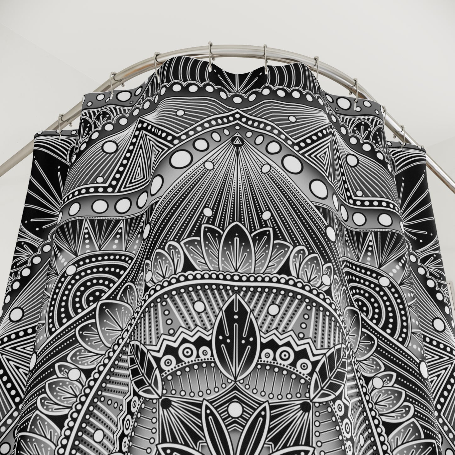 Shower Curtains - Monochrome, black-and-white Mandala Design by Anndria, Bathroom Decor, Waterproof Curtain, Bath Accessory, Boho Home