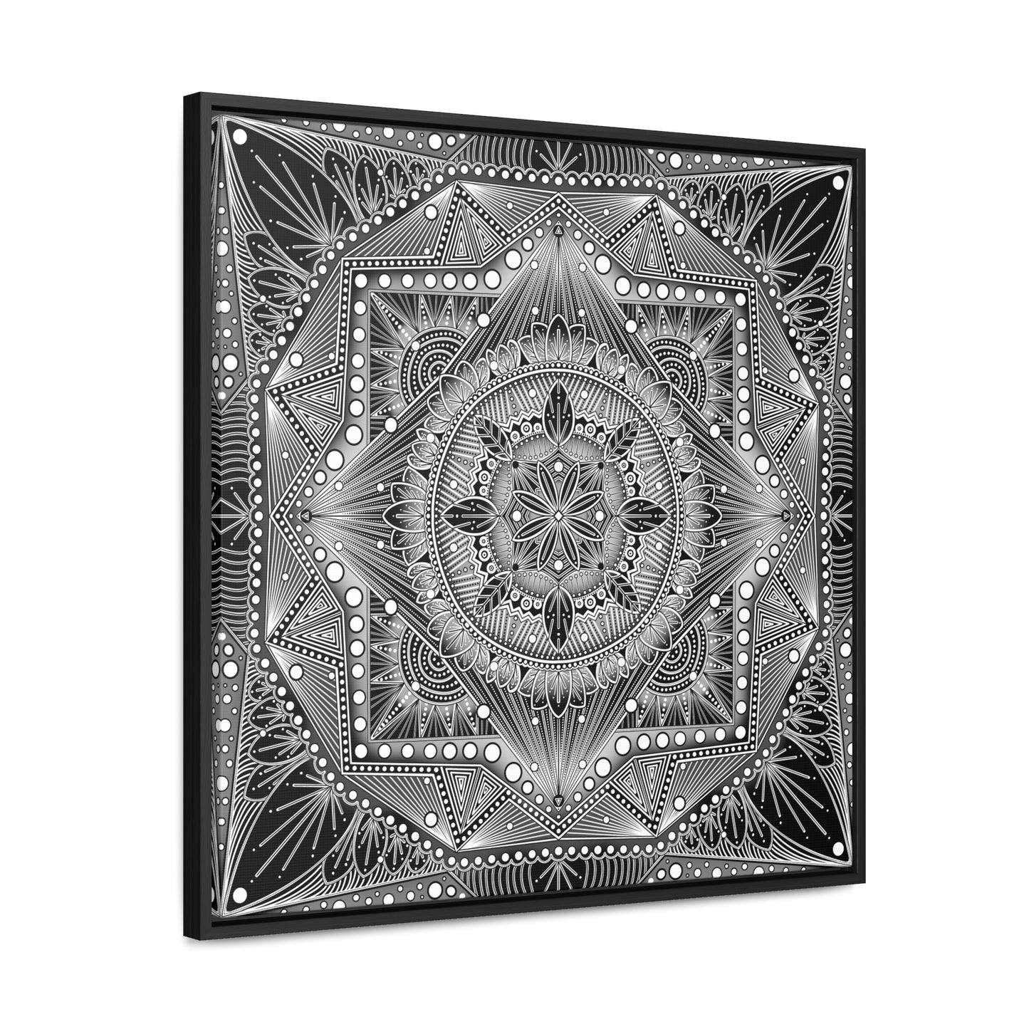 Square Frame Canvas Print, Black and White Mandala Artwork by Anndria, Gallery Wall Decor, Minimalist Home Decoration, Zen Meditation Gift,