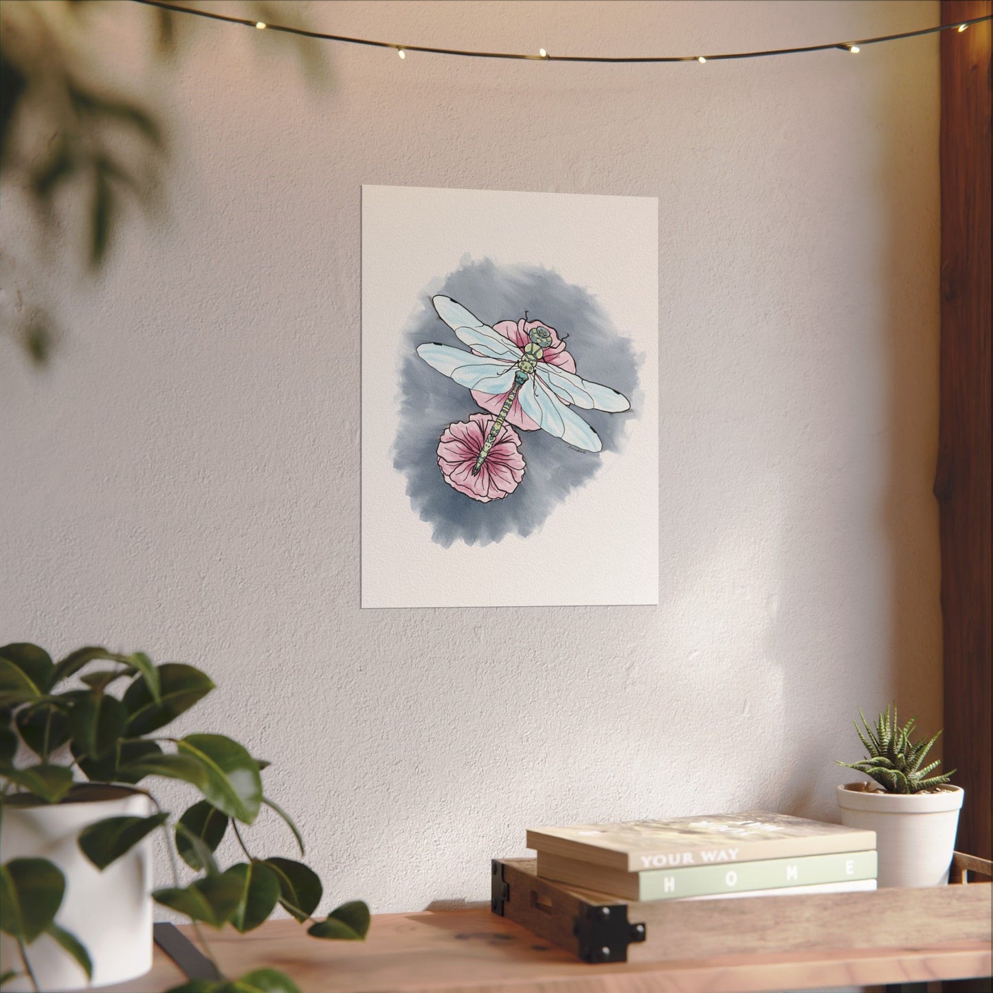 Matte Poster, Dragonfly Art Print, Textured Watercolor Wall Decor, Anndria Illustration, Unique Nature Art, Insect Drawing, Home Office