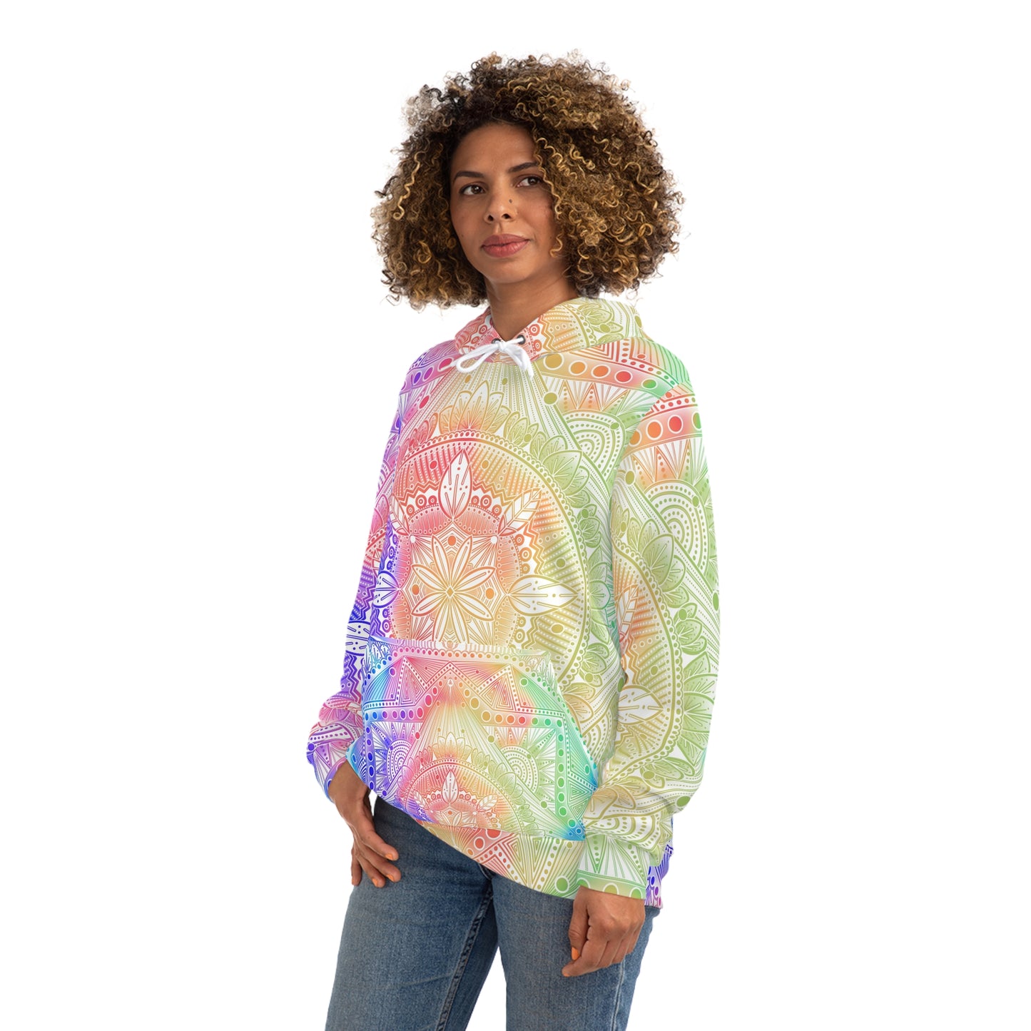 Celestial Kaleidoscope Mandala Hoodie, Artwork by Anndria, Festival Fashion, Colorful Sweatshirt, Boho Clothing, Trippy Hooded Top,
