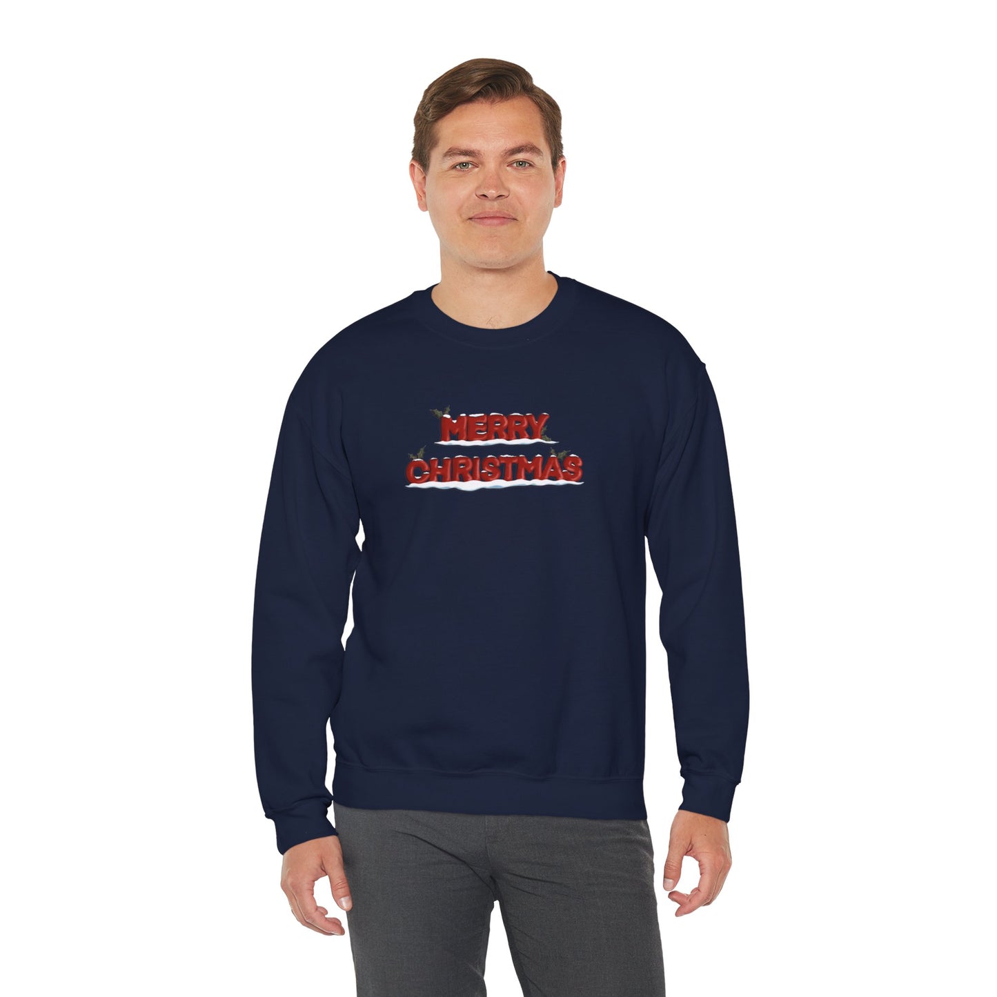 Merry Christmas with Snow and Holly - Unisex Sweatshirt
