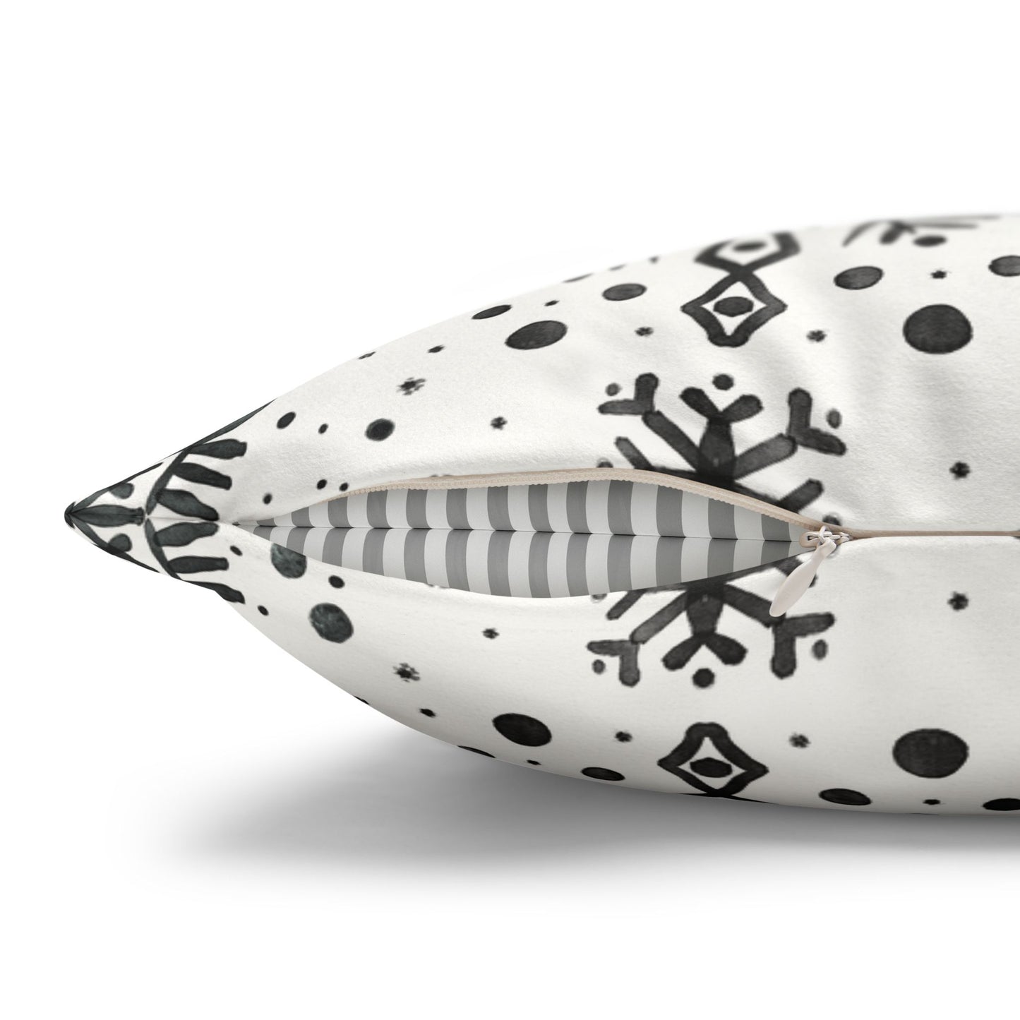 Pillowcase Watercolor Snowflake Design - Black and White