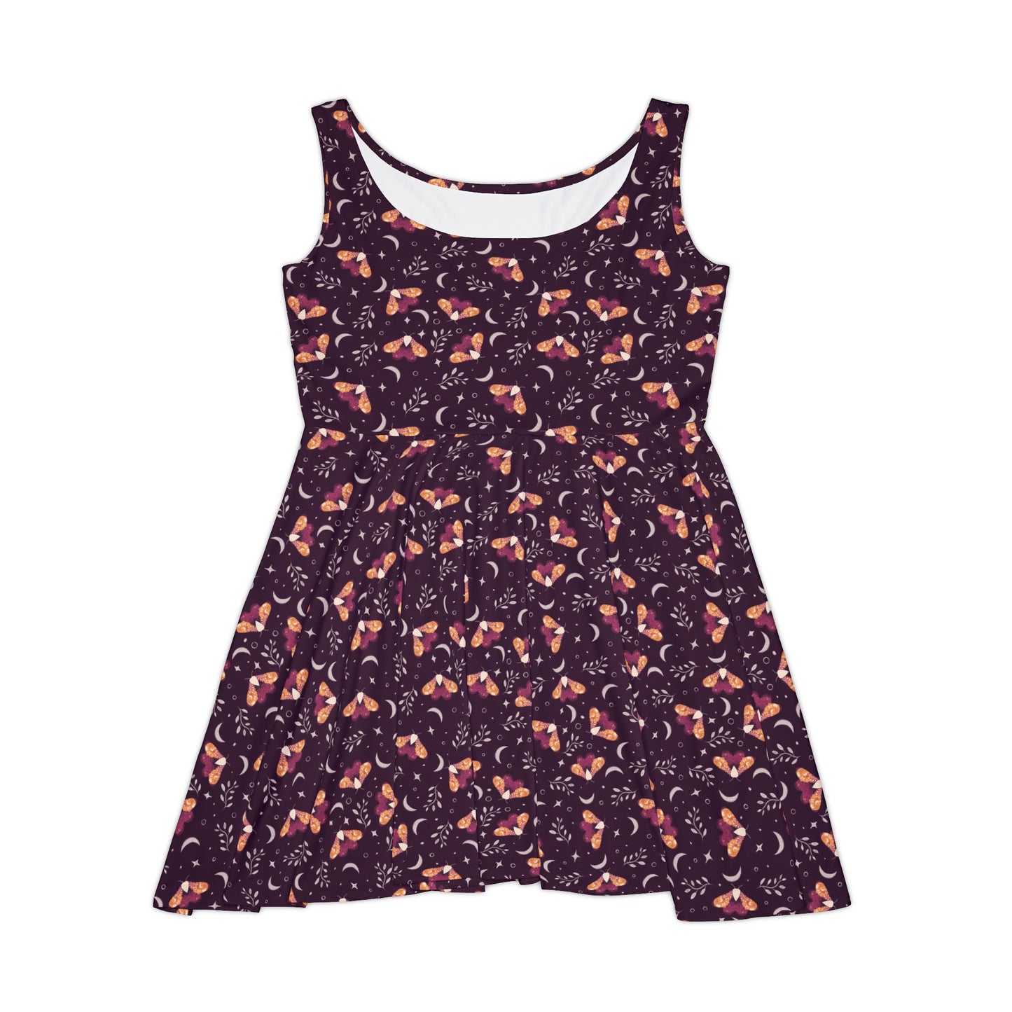 Moth Orange Skater Dress - Witchy Aesthetic Design by Anndria
