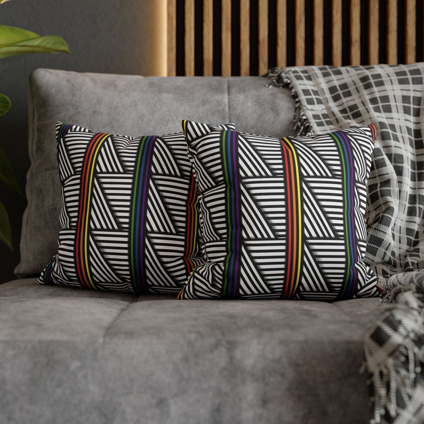 Geometric Striped Pride Pillowcase - Modern Home Décor, Stylish Accent for Living Room