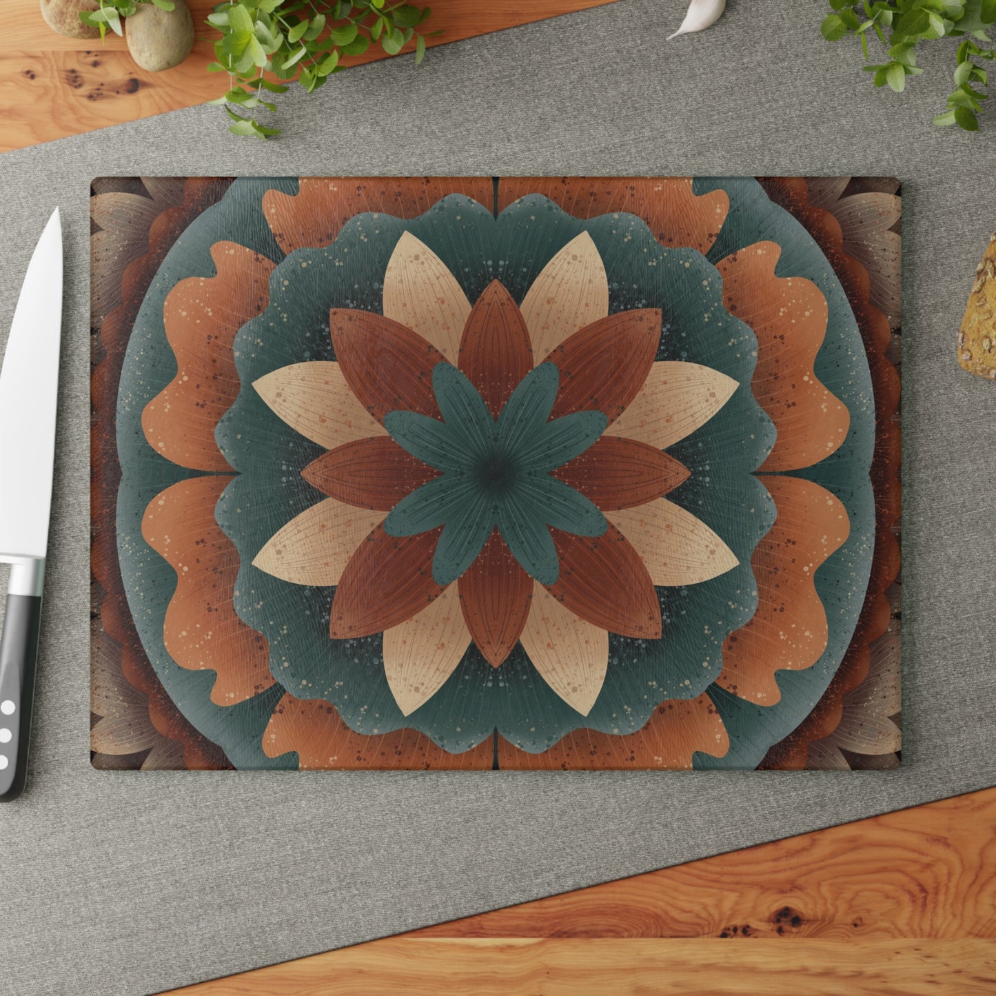 Harvest Harmony Glass Cutting Board | Tempered Glass Cutting Board by Anndria | 2 Sizes Available