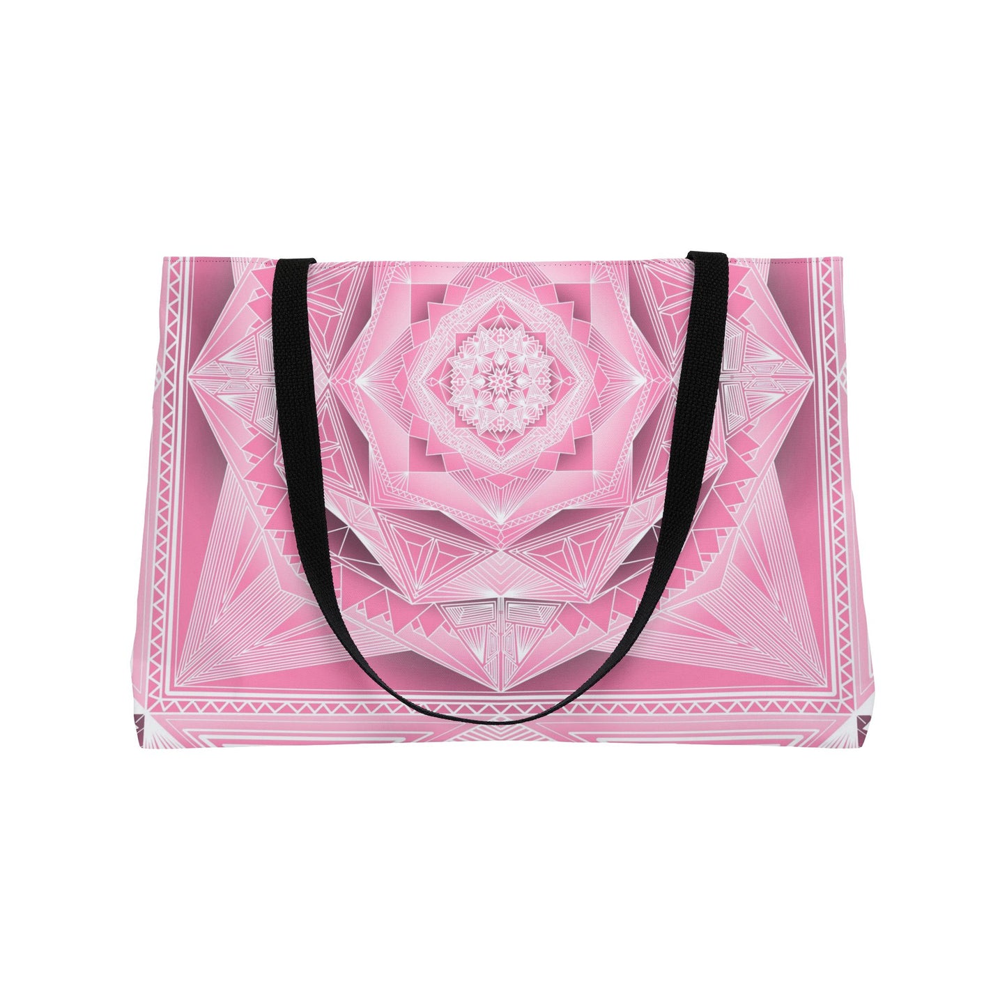 Geometric Pink Weekender Tote Bag, Anndria Design, Large Travel Bag, Stylish Carryall, Gift for Her, Shoulder Bag for Women