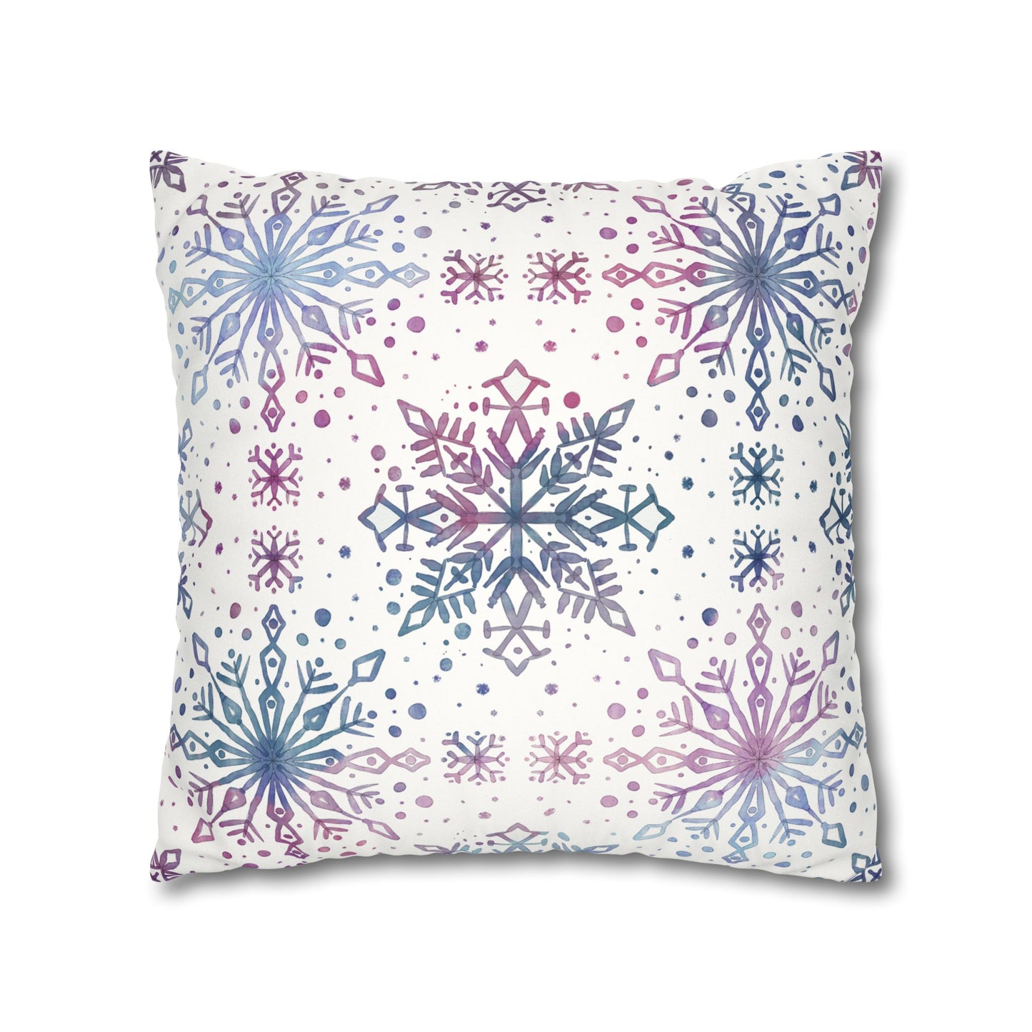 Pillowcase Watercolor Snowflake Design - Blue, Pink and Purple
