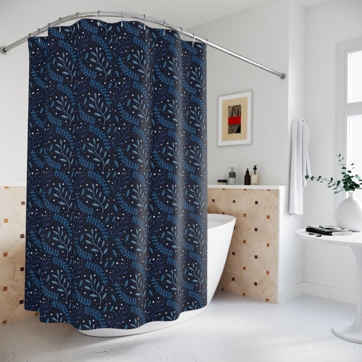 Forest Shower Curtains - Midnight Blue Design by Anndria