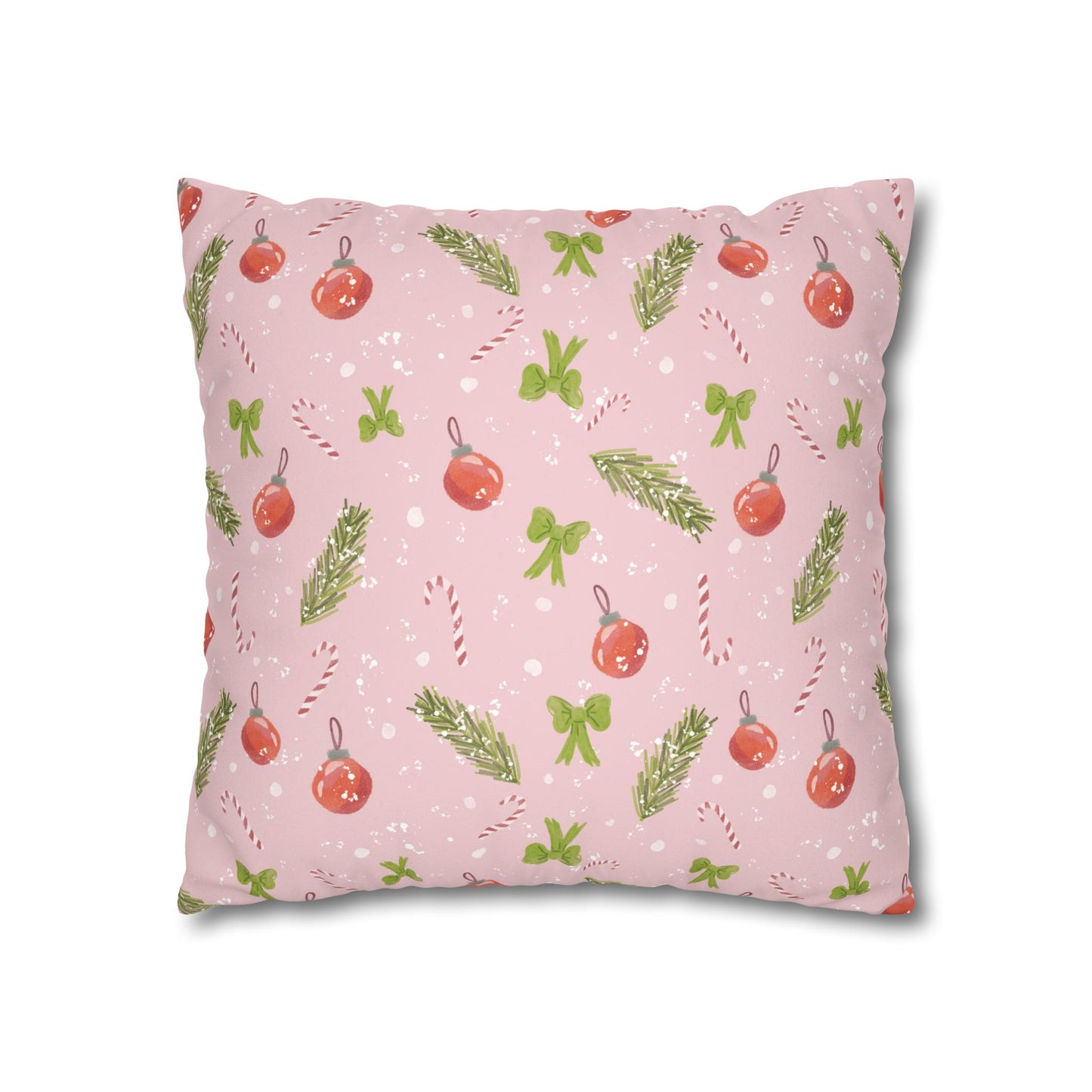 Pillowcase Watercolor Christmas Trim Pattern - Pink