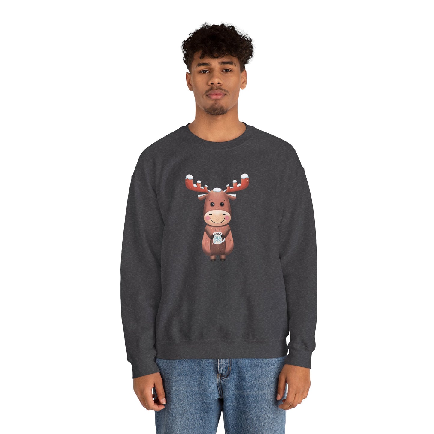 Moose Hot Chocolate Crewneck Sweatshirt by Anndria