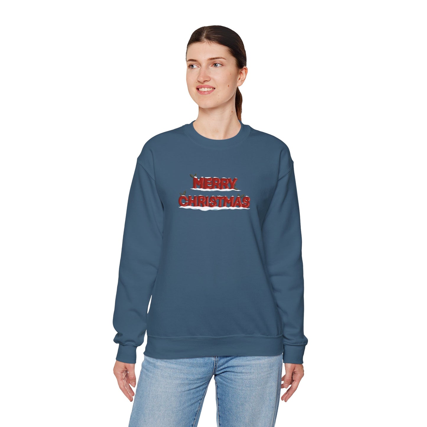 Merry Christmas with Snow and Holly - Unisex Sweatshirt