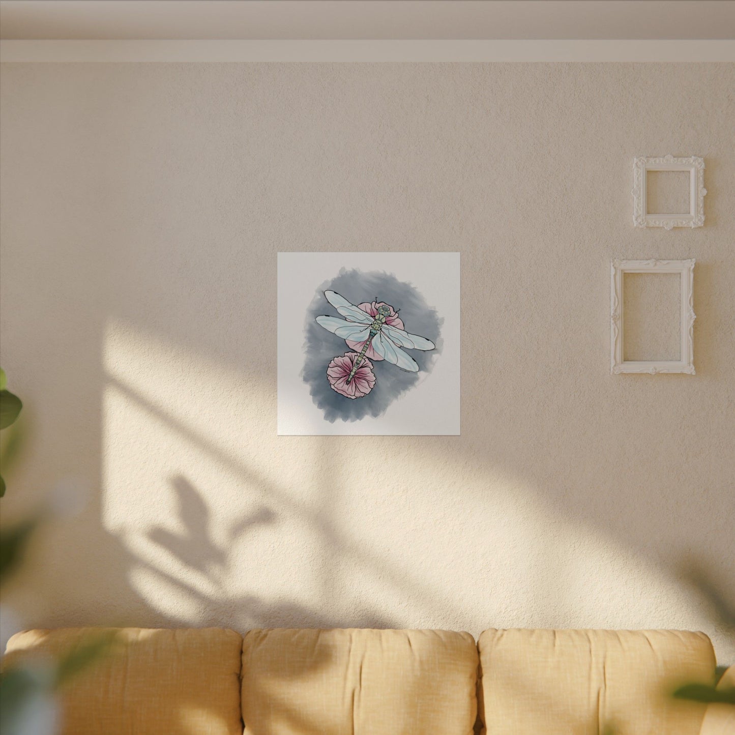 Matte Poster, Dragonfly Art Print, Textured Watercolor Wall Decor, Anndria Illustration, Unique Nature Art, Insect Drawing, Home Office