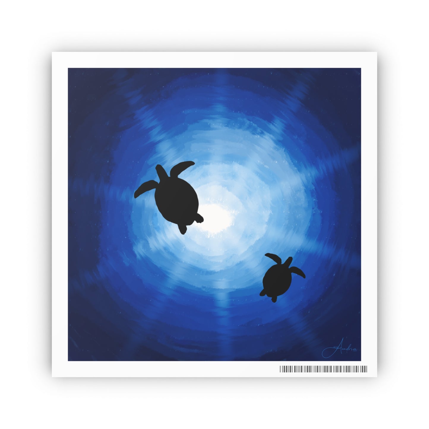 Ocean Turtles Photo Art Poster - Serene Sea Wall Decor Drawn by Anndria