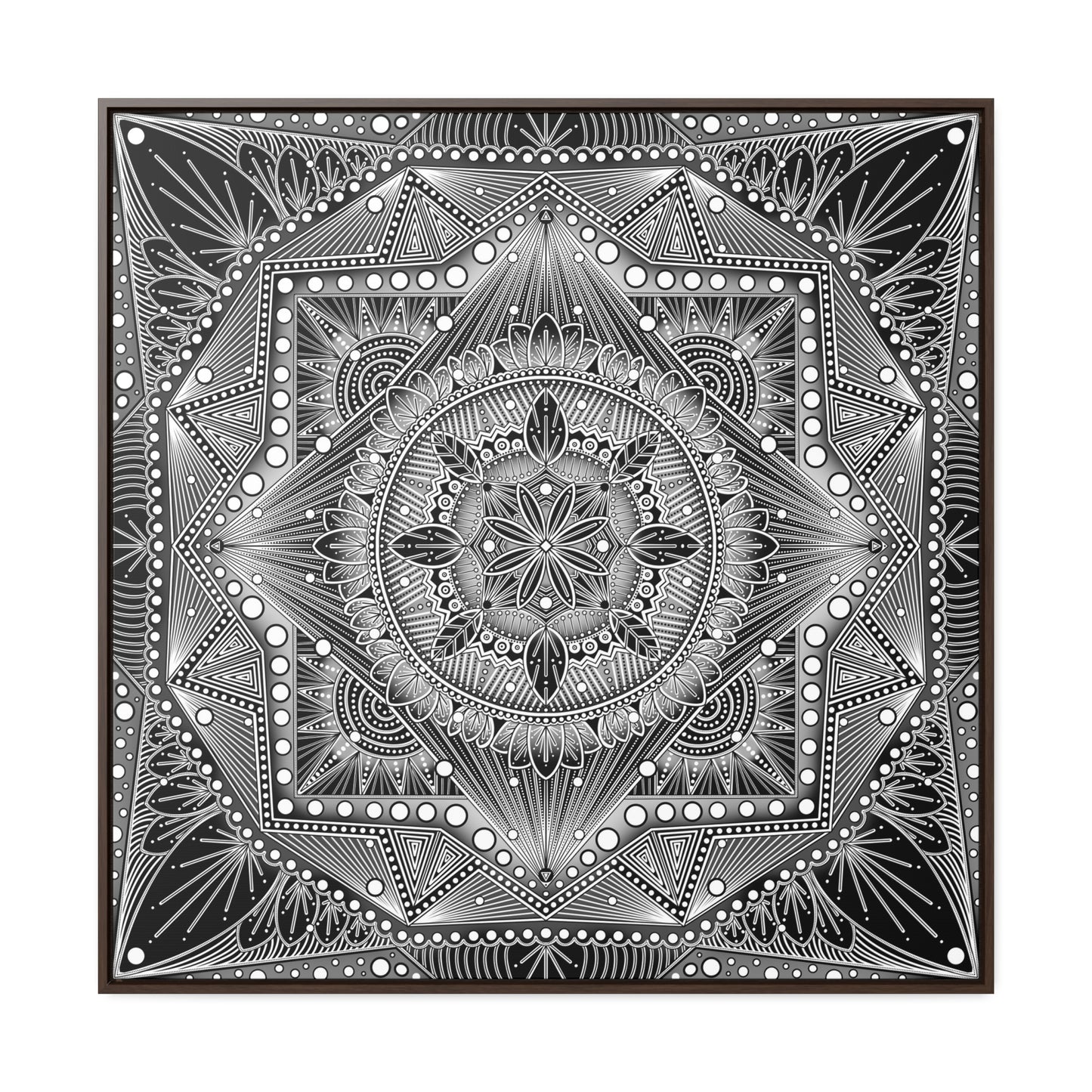 Square Frame Canvas Print, Black and White Mandala Artwork by Anndria, Gallery Wall Decor, Minimalist Home Decoration, Zen Meditation Gift,