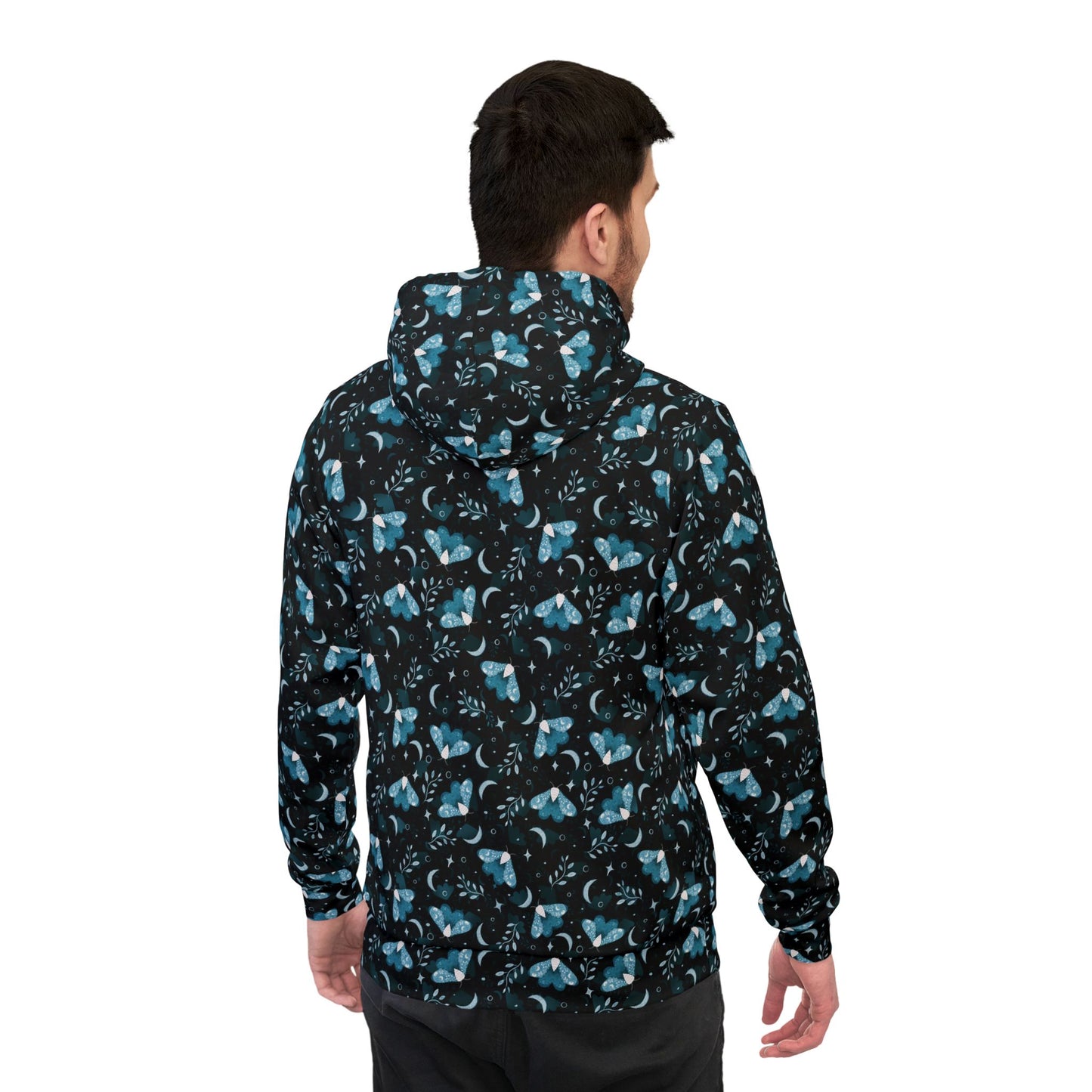 Witchy Moth Teal Athletic Hoodie by Anndria