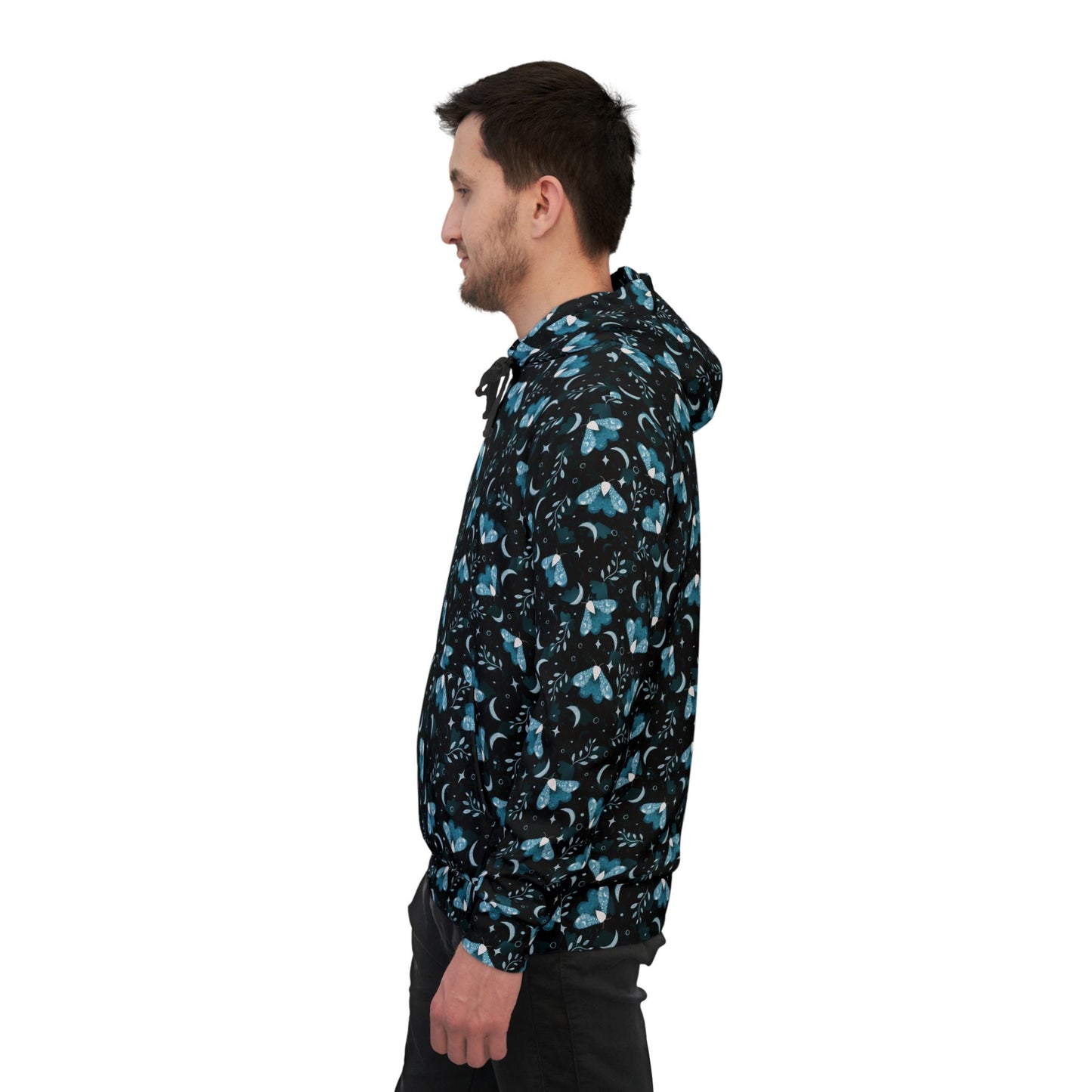 Witchy Moth Teal Athletic Hoodie by Anndria