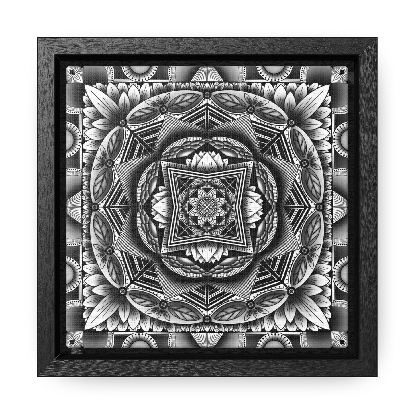 Square Frame Canvas Print, Black and White Mandala Artwork by Anndria, Gallery Wall Decor, Minimalist Home Decoration, Zen Meditation Gift,