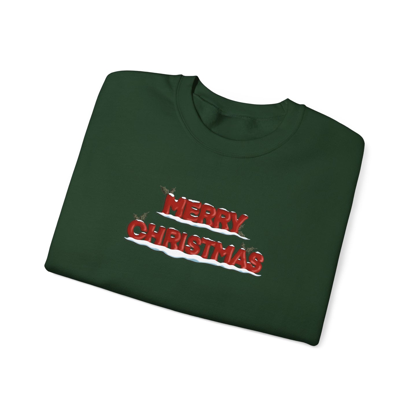 Merry Christmas with Snow and Holly - Unisex Sweatshirt