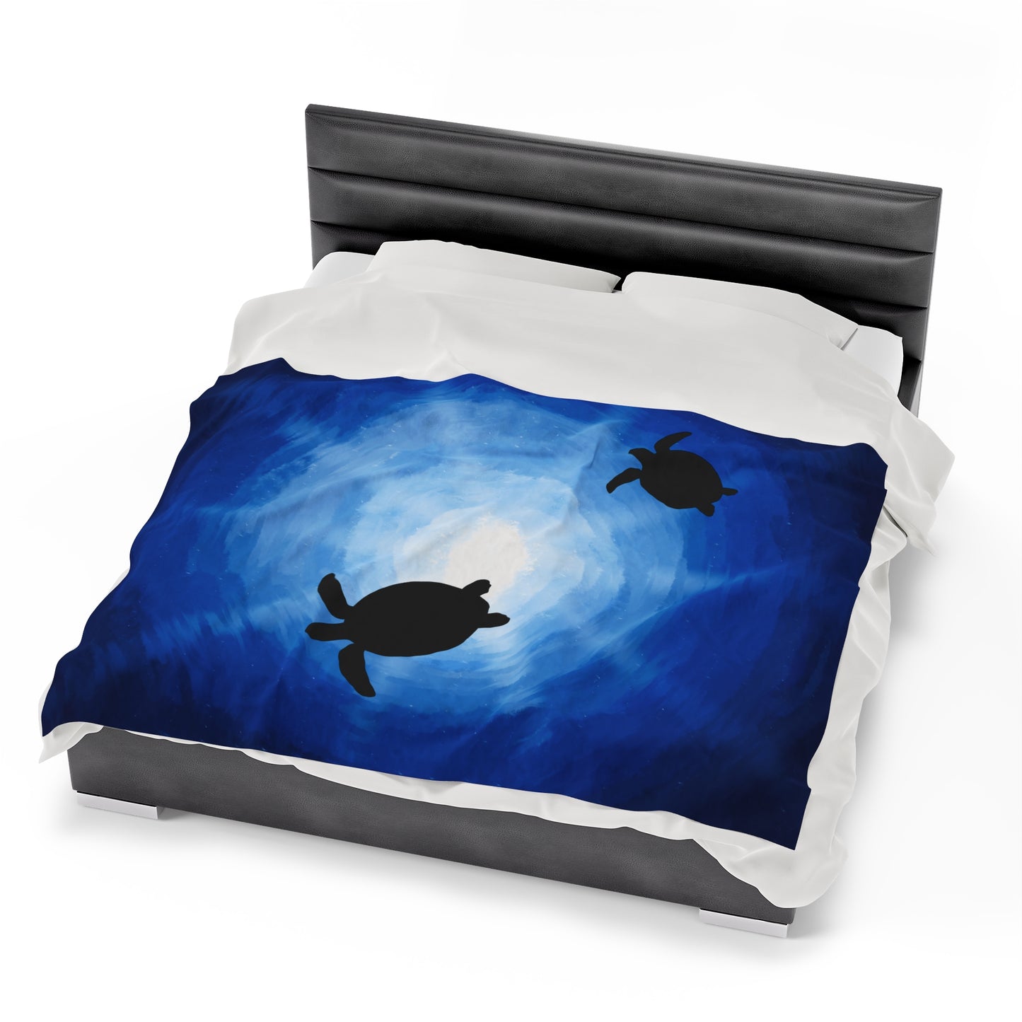 Plush Blanket - Sea Turtles Swimming Through Sun Rays Drawn by Anndria