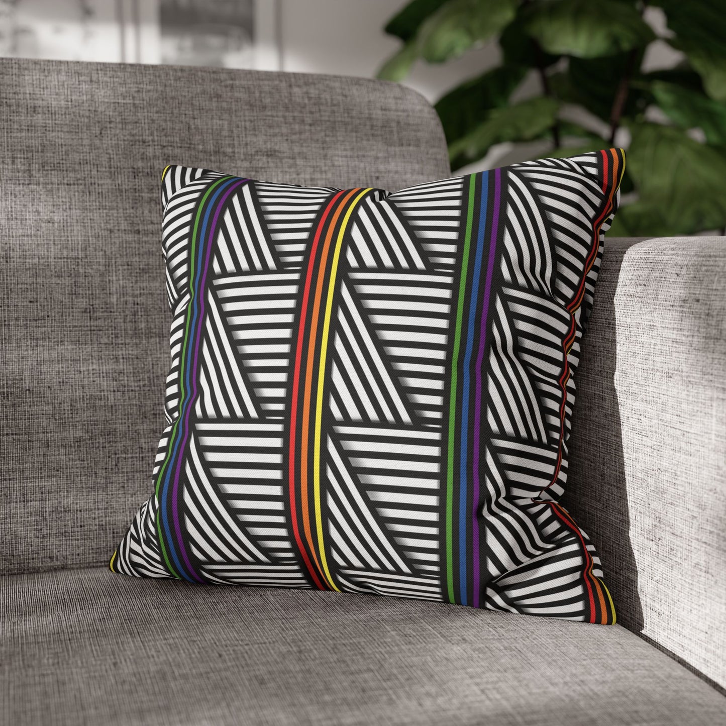 Geometric Striped Pride Pillowcase - Modern Home Décor, Stylish Accent for Living Room