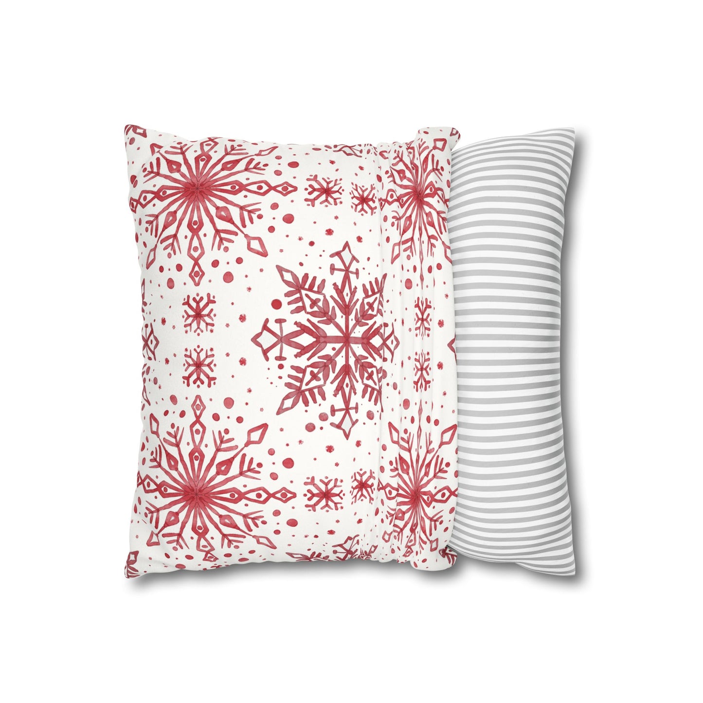 Pillowcase Watercolor Snowflake Design - Red and White