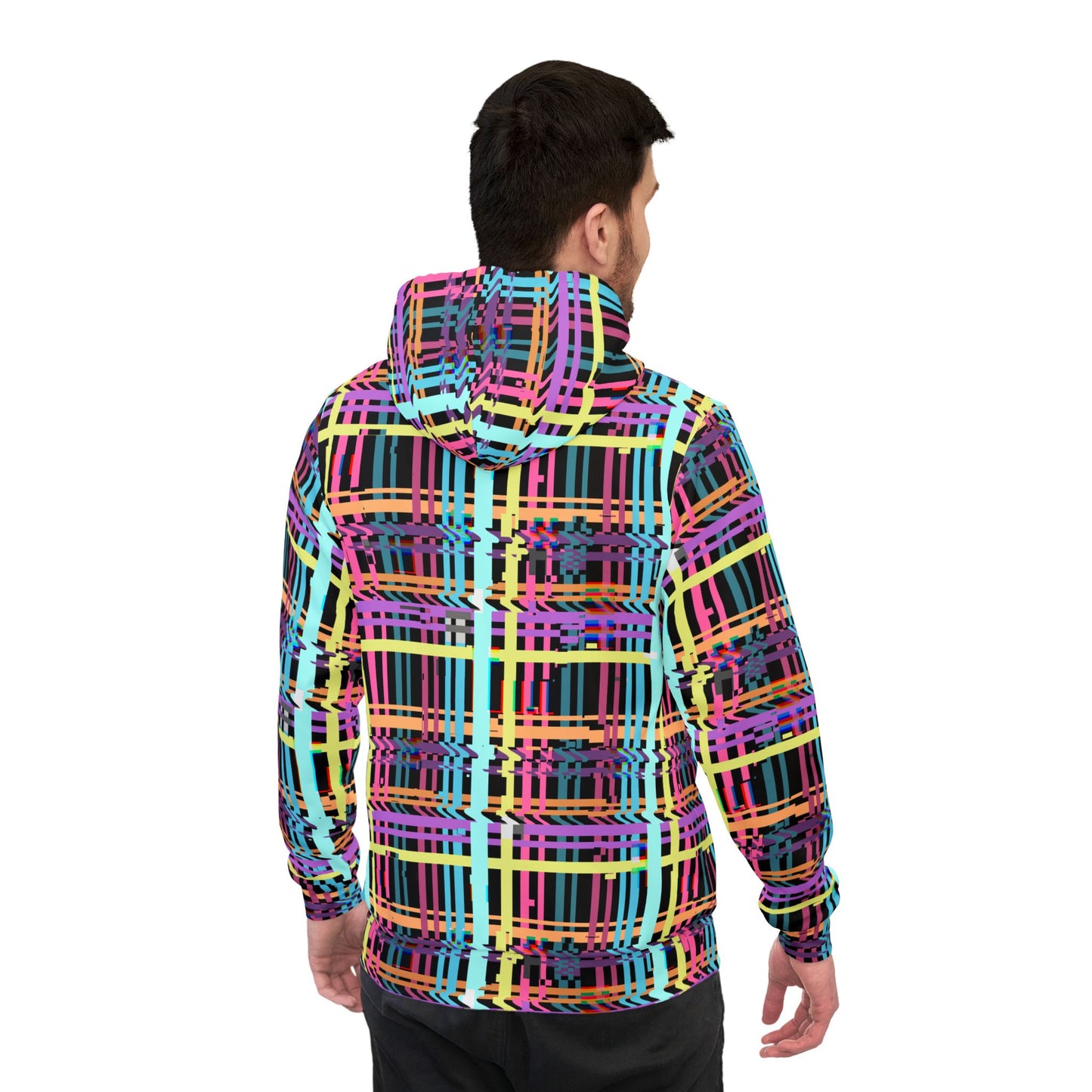 Colorful Glitch Plaid Athletic Hoodie - Vibrant and Stylish Activewear