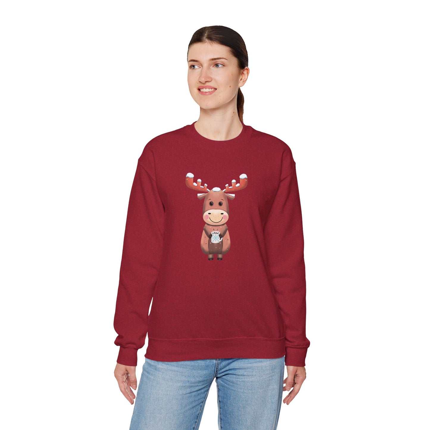 Moose Hot Chocolate Crewneck Sweatshirt by Anndria