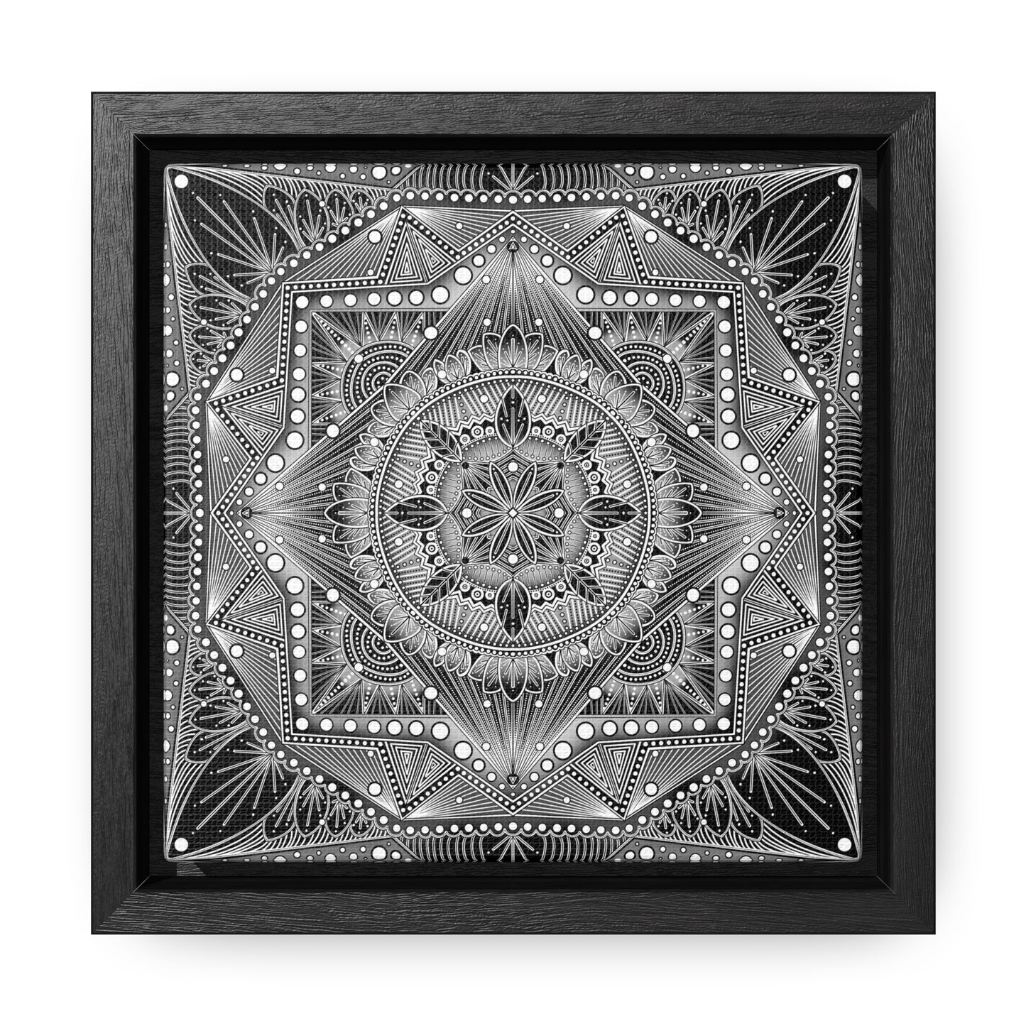 Square Frame Canvas Print, Black and White Mandala Artwork by Anndria, Gallery Wall Decor, Minimalist Home Decoration, Zen Meditation Gift,