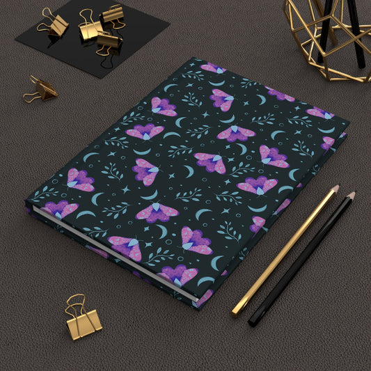 Hardcover Journal Witchy Moth Vibrant Design by Anndria