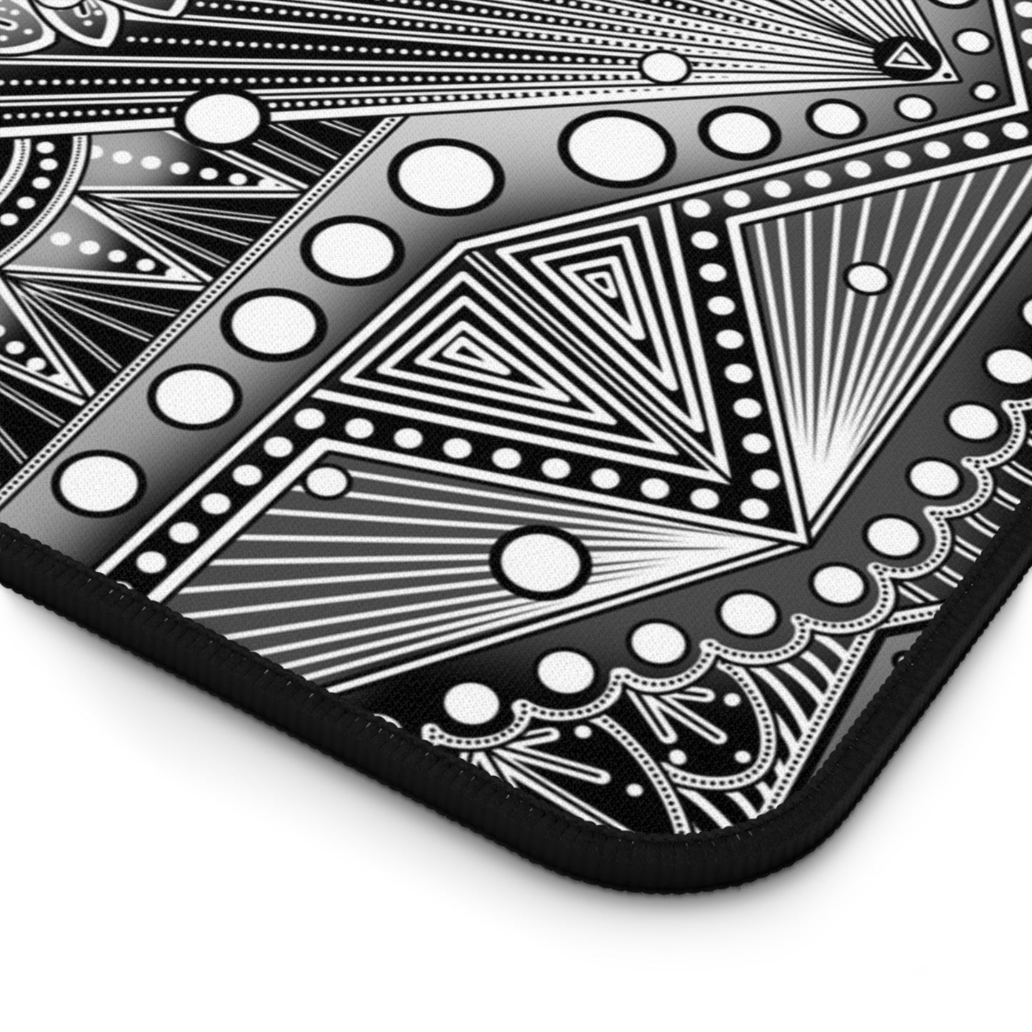 Desk Mat, Monochrome Mandala Design by Anndria, Unique Black and White Custom Work, Table Protector, Desk Pad, Office Decor, Mouse Pad