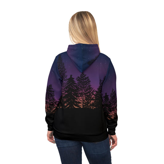 Starry Night Forest Athletic Hoodie - Outdoor Adventure Wear