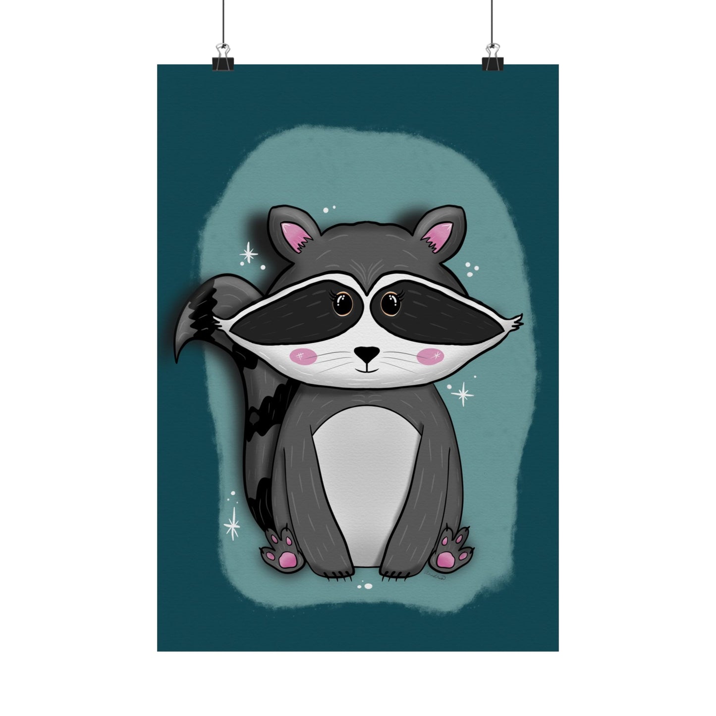 Vertical Poster, Raccoon Art Print, Matte Wall Decor, Midnight Mischief by Anndria, Animal Lover Gift, Nature Illustration, Cute Home Decor,