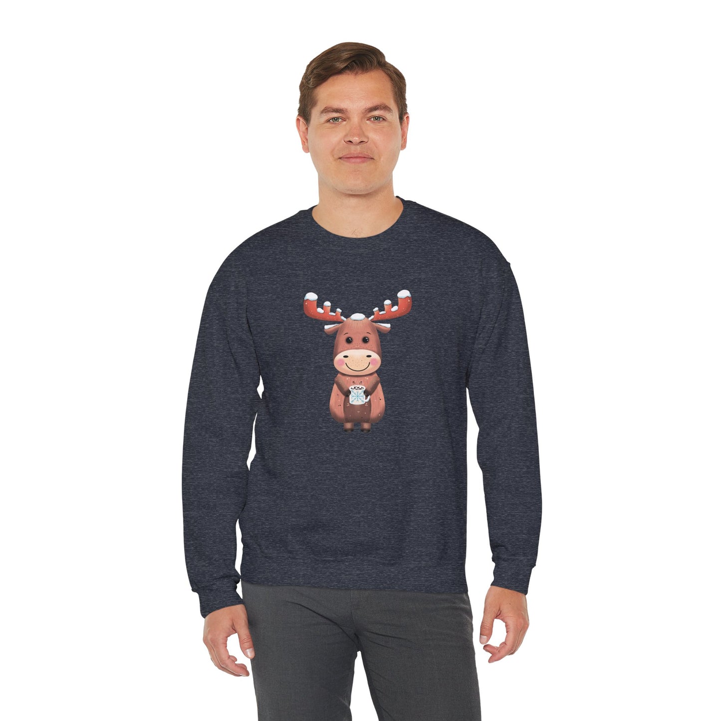 Moose Hot Chocolate Crewneck Sweatshirt by Anndria