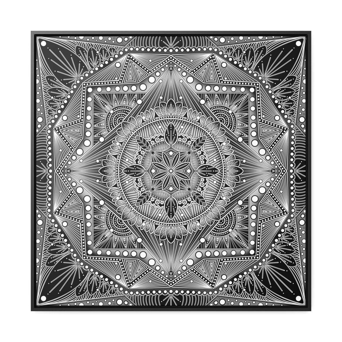 Square Frame Canvas Print, Black and White Mandala Artwork by Anndria, Gallery Wall Decor, Minimalist Home Decoration, Zen Meditation Gift,
