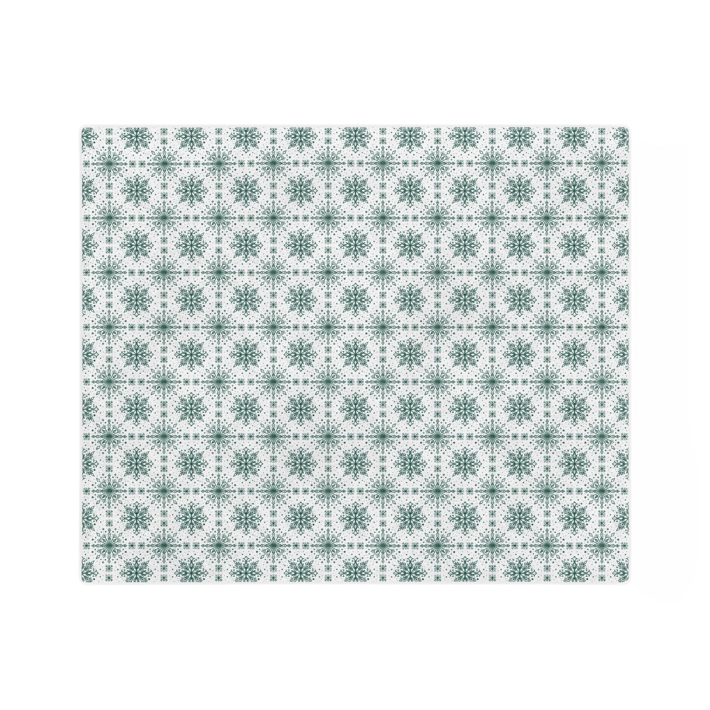 Velveteen Microfiber Blanket - Watercolor Snowflake Design by Anndria - Green and White