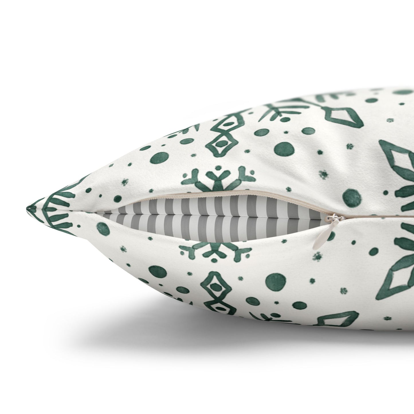 Pillowcase Watercolor Snowflake Design - Green and White