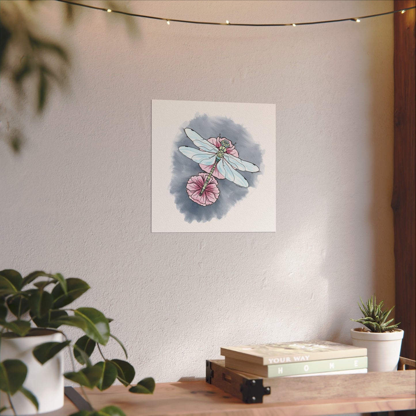 Matte Poster, Dragonfly Art Print, Textured Watercolor Wall Decor, Anndria Illustration, Unique Nature Art, Insect Drawing, Home Office