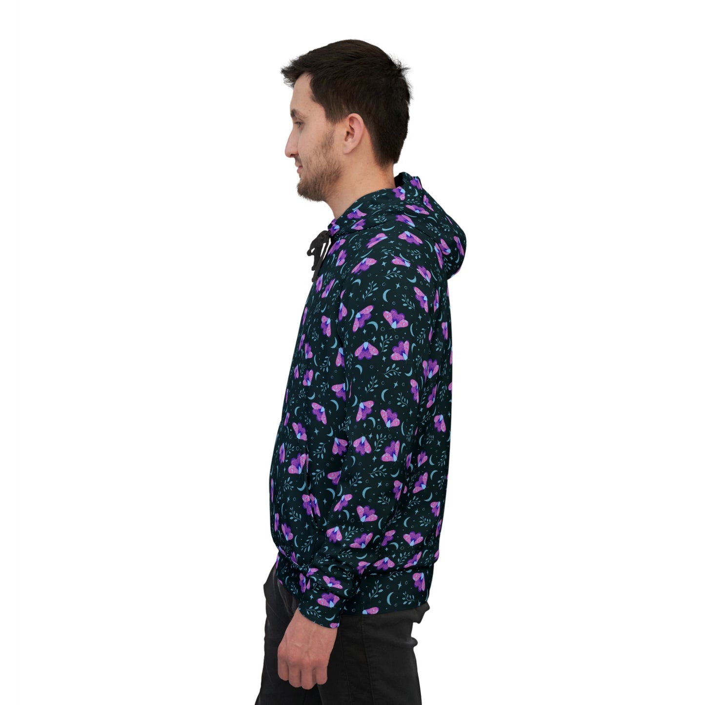 Witchy Moth Vibrant Athletic Hoodie by Anndria