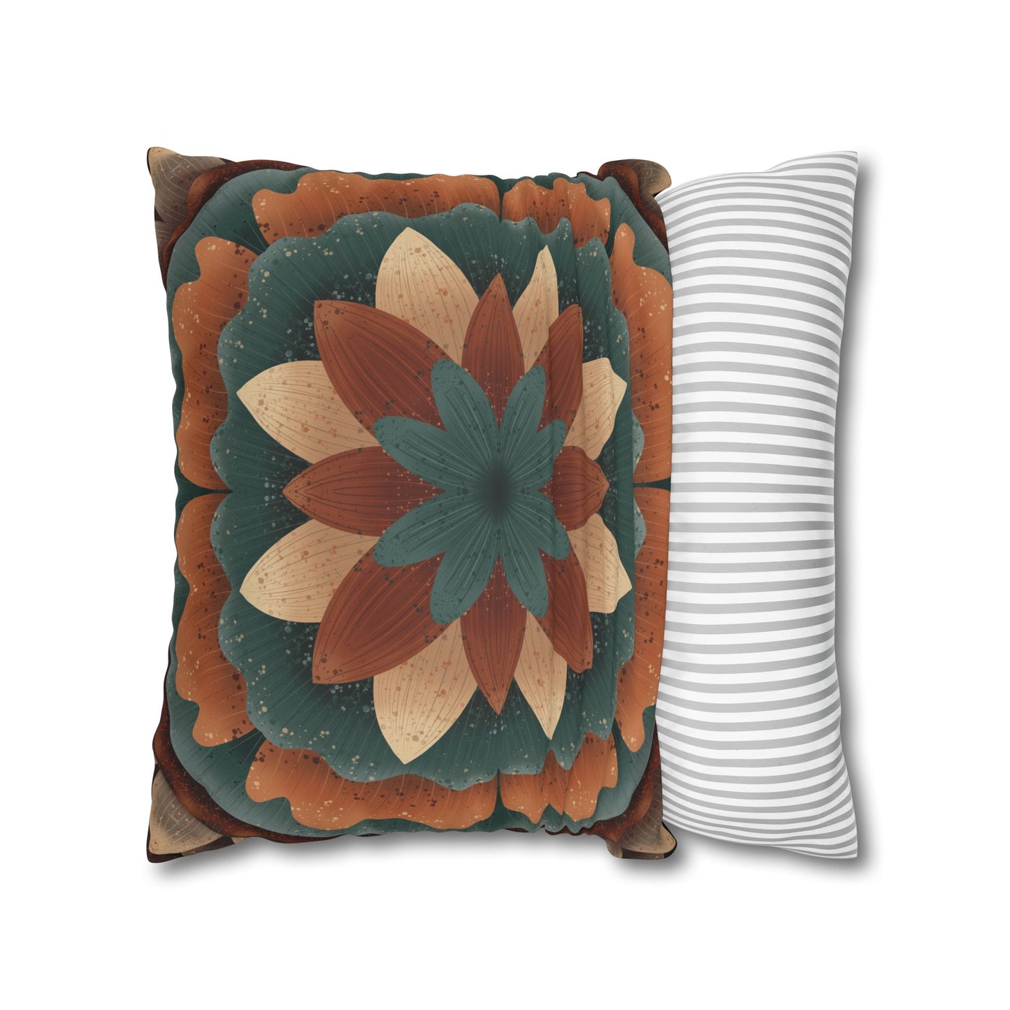 Faux Suede Pillowcase, Harvest Harmony Mandala, Square Pillow Cover, Anndria Fall Vibes, Home Decor, Boho Cushion Case